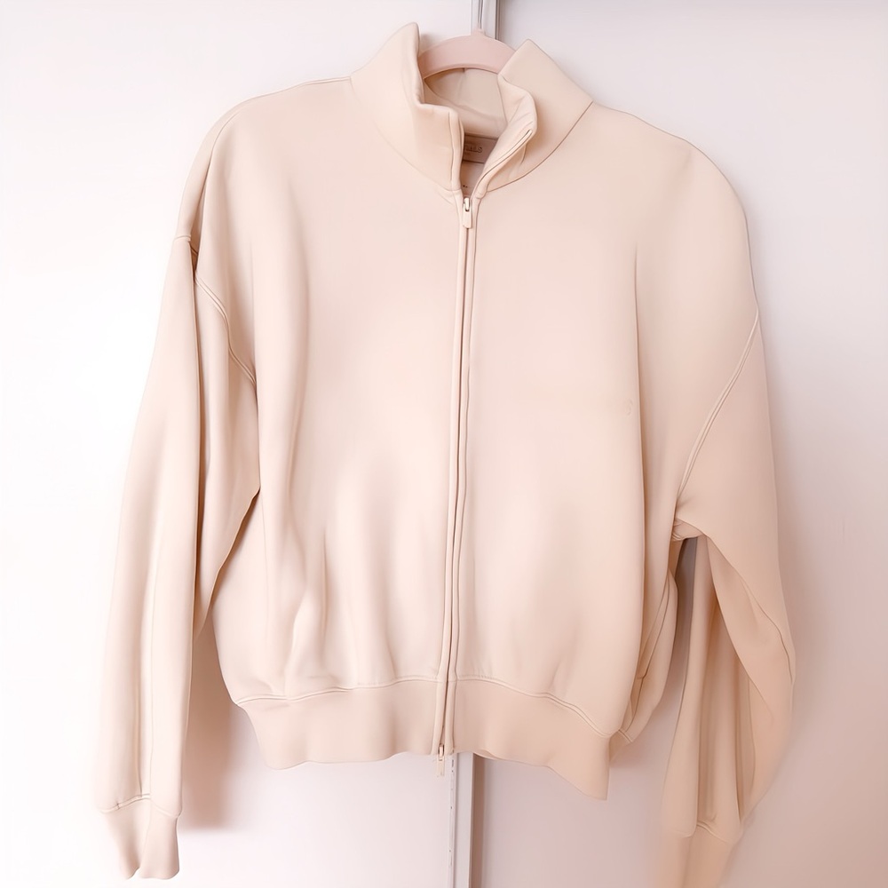 Fear Of God Essentials Zip Up Collar Fleece Sweatshirt Jacket off white -xs